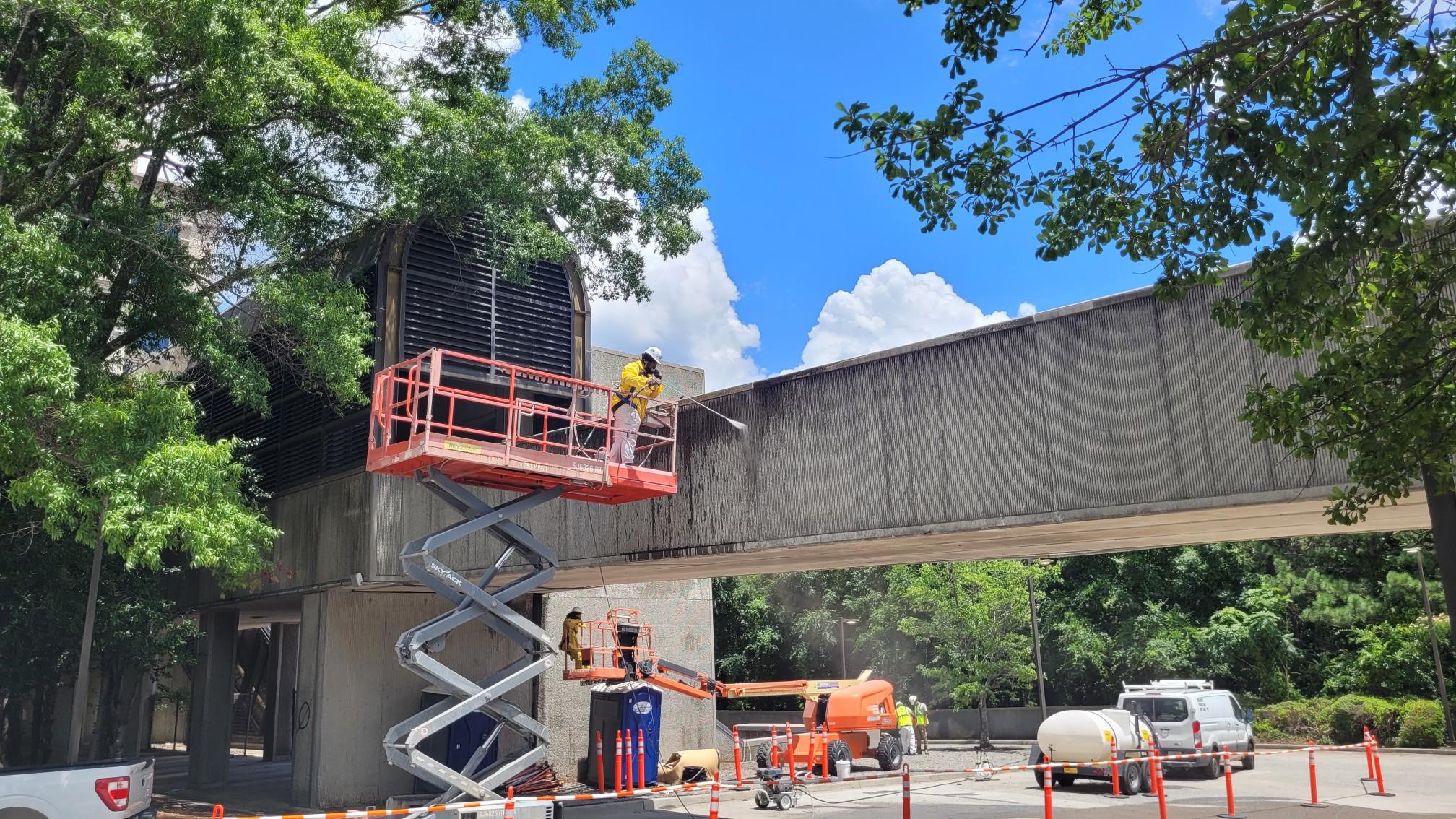 Pressure washing at Lenox Station